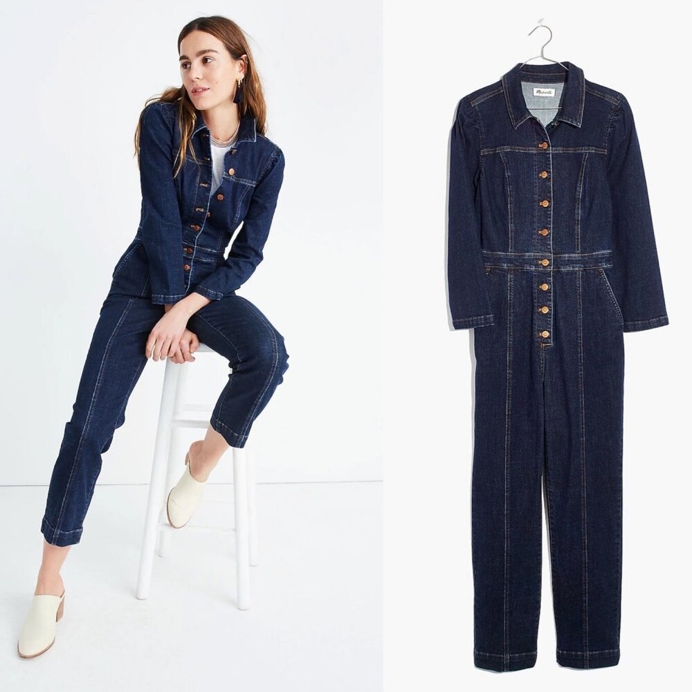 Madewell Puff Sleeve Denim Jumpsuit 00